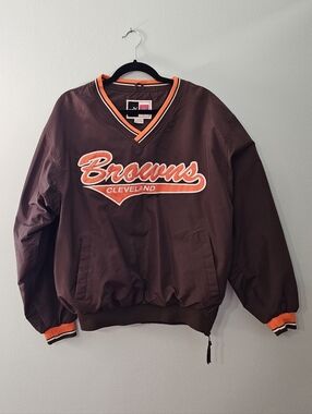 Puma Cleveland Browns NFL Brown and Orange V-Neck Windbreaker Pullover